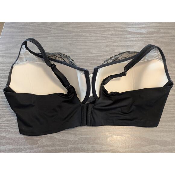 Cacique Lightly Lined Black Lace Overlay Underwire Full Coverage Bra - Picture 2 of 8